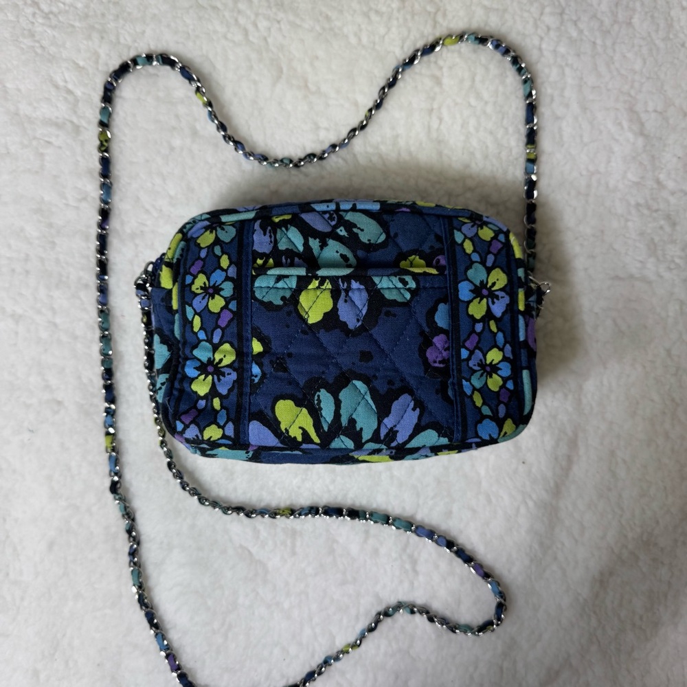 Vera Bradley Mini Quilted‎ Crossbody Bag Blue Floral Chain Strap